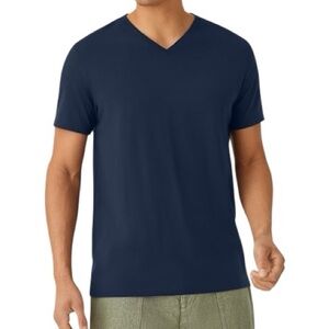 Bombas Men's Navy 100% Peruvian Pima Cotton Soft V-Neck T-Shirt- Medium